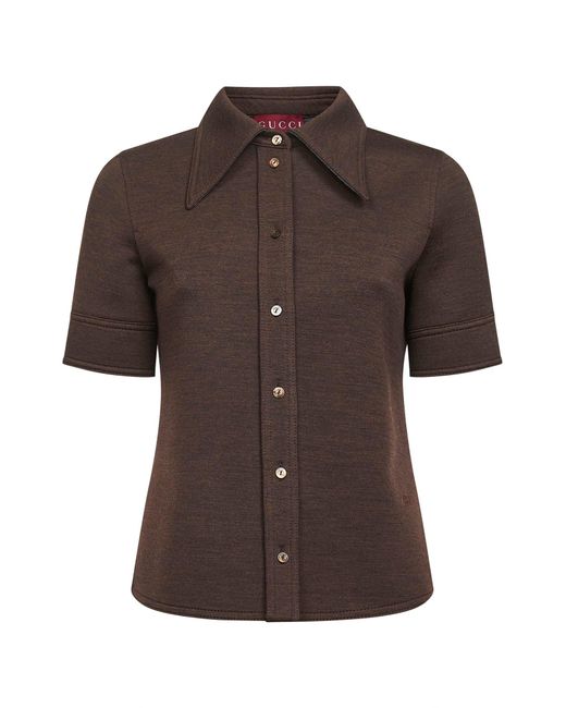 Gucci Brown Double Jersey Short-Sleeved Shirt