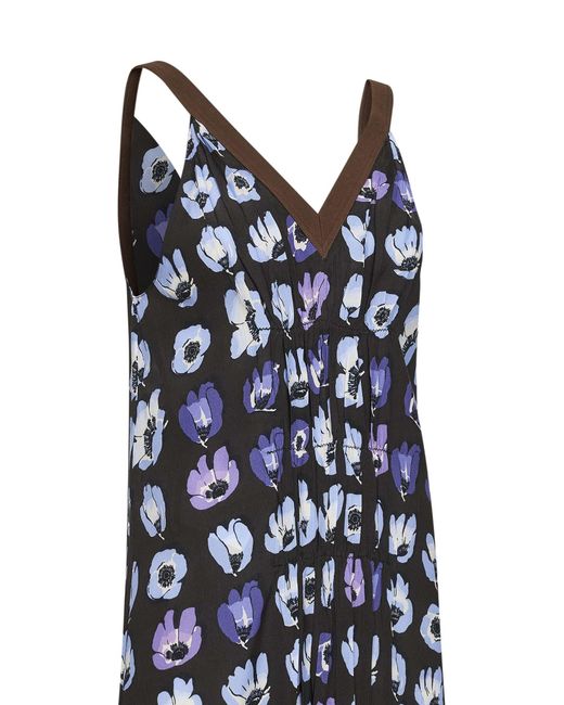 Prada Abbigliamento Blue Viscose Printed Midi Dress
