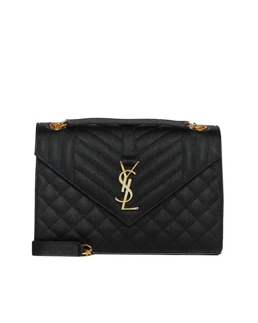Saint Laurent Black Envelope Quilted Leather Medium Bag
