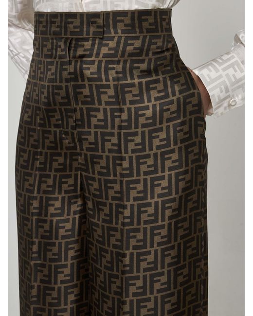 Fendi Brown Ff Silk Trousers