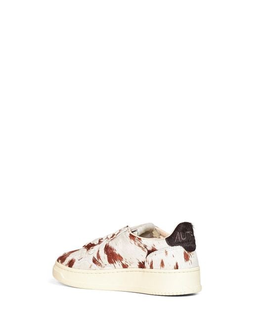 Autry White Animalier-Print Calf Hair Medalist Low Sneakers