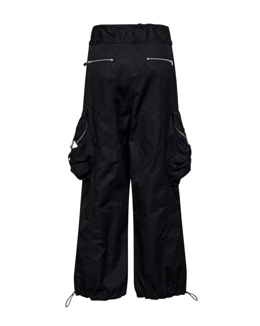The Attico Black Overdyed Gabardine Cargo Trousers