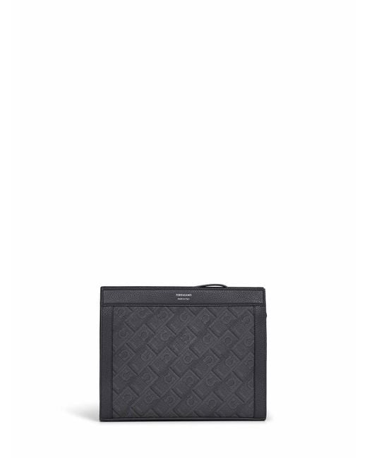 Pouch Monogram E Grigio di Ferragamo in Gray da Uomo