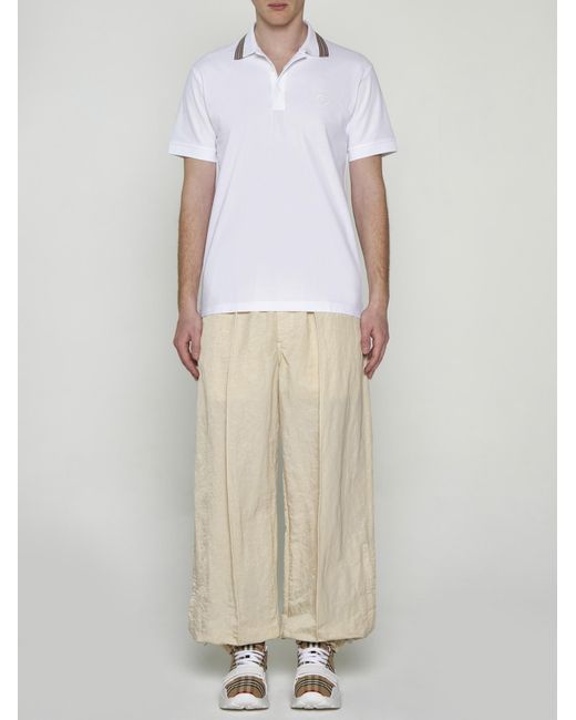 Burberry White Pierson Cotton Polo Shirt for men