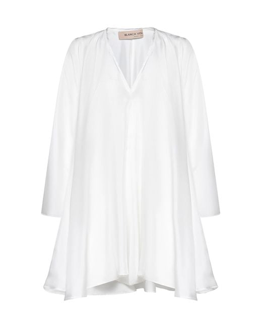 Blanca Vita White Silk Aeonium Dress