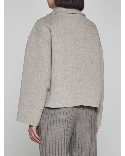 Brunello Cucinelli Gray Wool And Cashmere Peacoat
