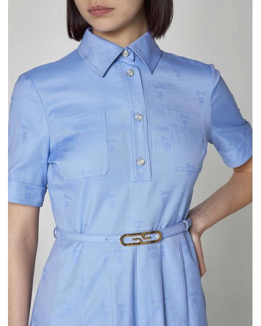 Gucci Blue Cotton Shirt Midi Dress