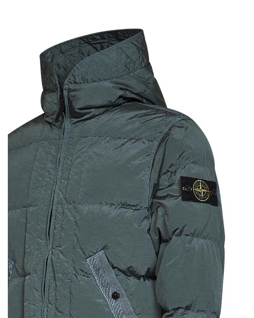 Stone Island Green Ocean Nylon Metal Hooded Down Jacket for men