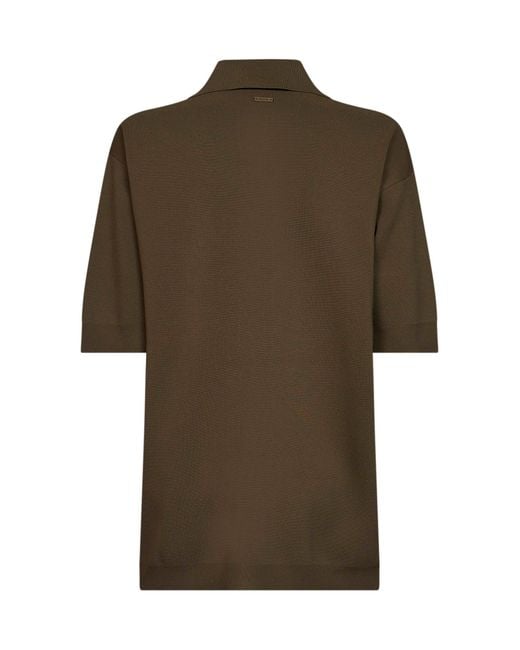 Max Mara Green Khaki Viscose Crepe Mxmalpino Long Polo Shirt <Br