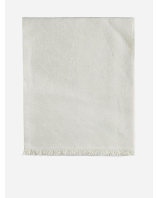 Max Mara White Eleonor Wool, Silk And Linen Stole