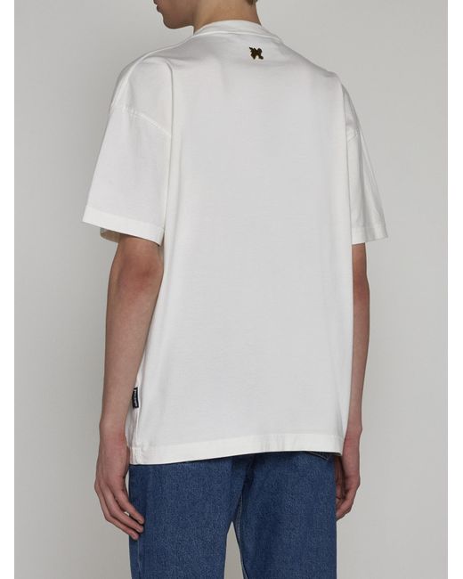 Palm Angels White Foggy Pa Cotton T-shirt for men