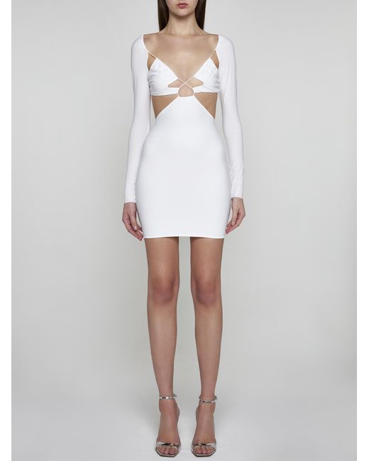 Amazuìn White Azhar Cut-outs Mini Dress