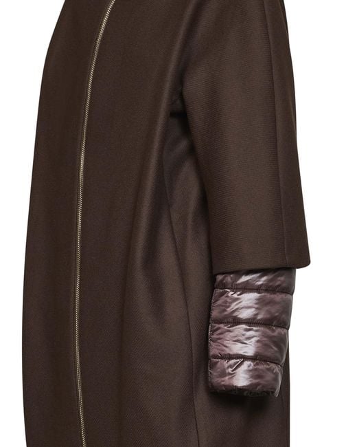 Herno Brown Dark Chocolate Ecowool And Ultralight Nylon Coat
