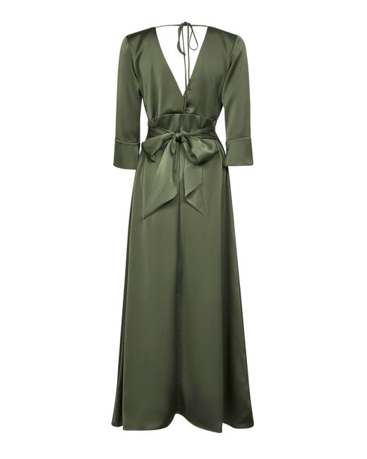 Blanca Vita Green Satin Albox Long Dress