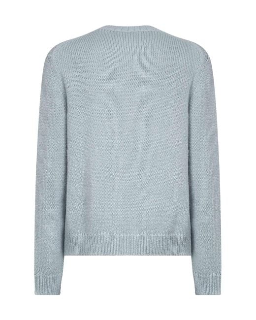 Jil Sander Blue Powder Alpaca And Wool Blend Crewneck Sweater for men