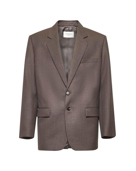 Saint Laurent Brown Wool Chiné Yves Blazer for men