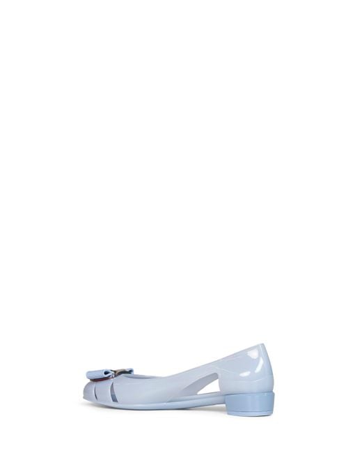 Ferragamo Blue Light Rubber Nara Jelly Ballet Flats