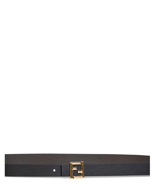 Fendi White And Ebony Leather 20 Mm Reversible Ff Belt