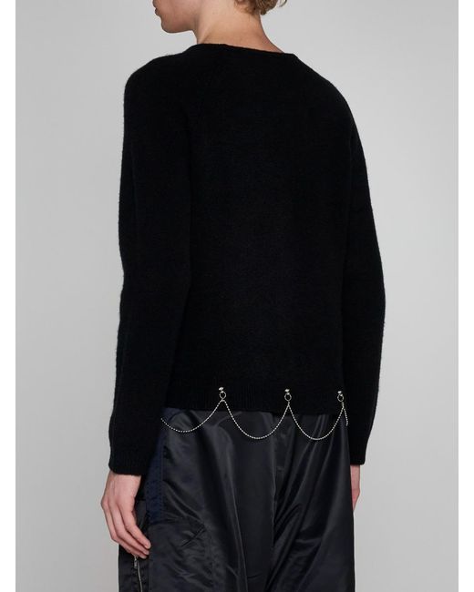 Random Identities Black Chain-detail Wool-blend Sweater for men