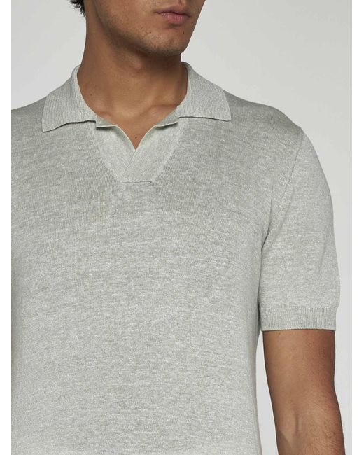 Tagliatore Green Linen And Cotton Polo Shirt for men