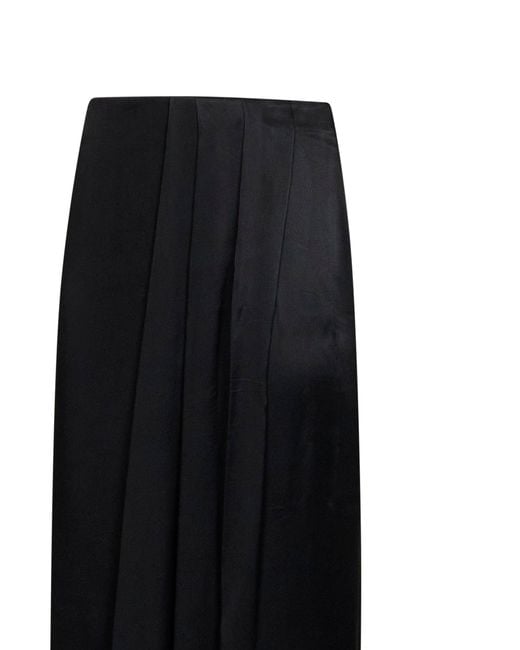 Maison Margiela Black Satin Draped Maxi Skirt