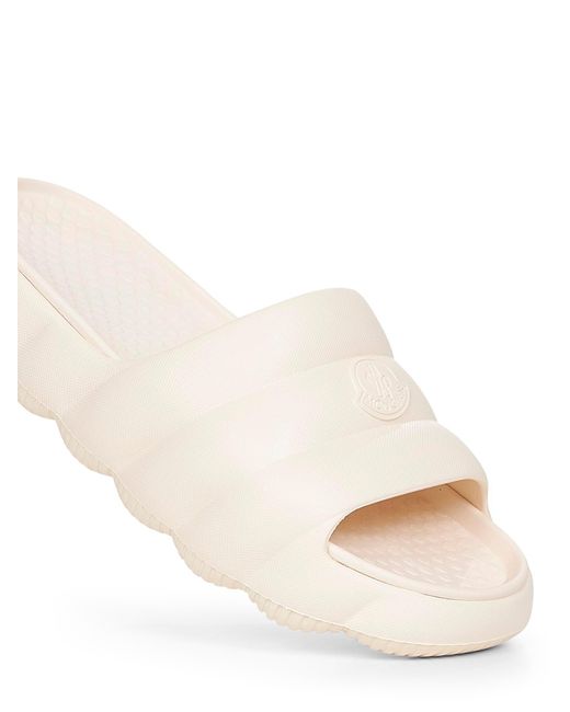 Moncler White Ivory Eva Quilted Lilo Sliders