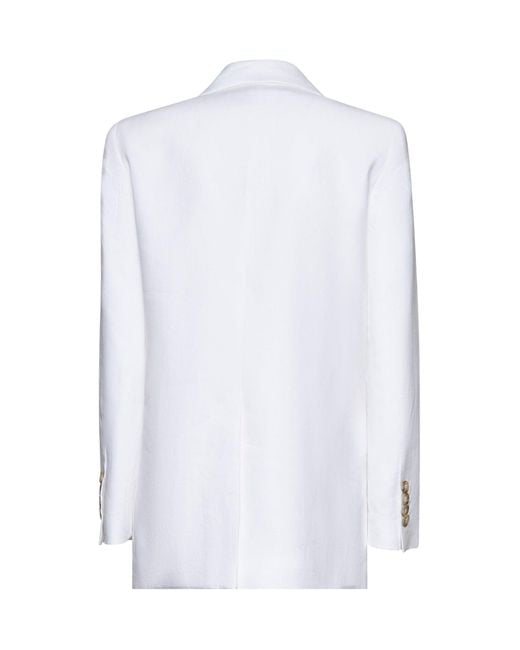 Blanca Vita White Canvas Glixia Double-Breasted Blazer