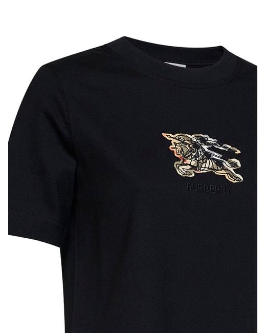 Burberry Black Cotton Ekd Check T-Shirt