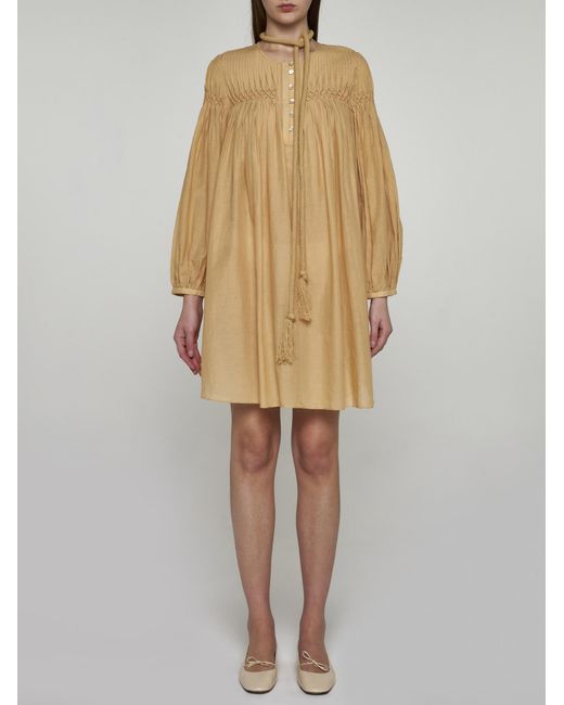 Isabel Marant Natural Adeliani Cotton And Viscose Mini Dress
