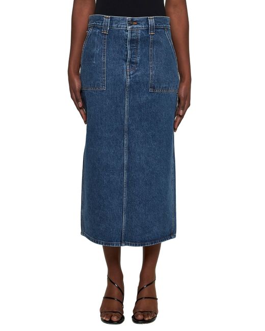 Khaite Blue Denim Genevieve Midi Skirt