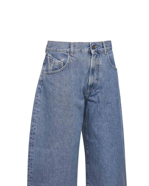 The Attico Blue Sky Washed Denim Wide Cropped Jeans