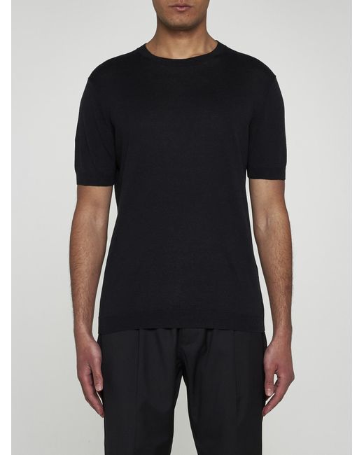 Low Brand Black Silk And Linen Sweater for men