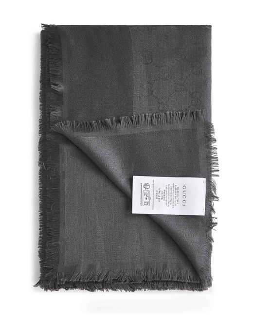 Gucci Gray Gg Wool And Silk Jacquard Shawl for men