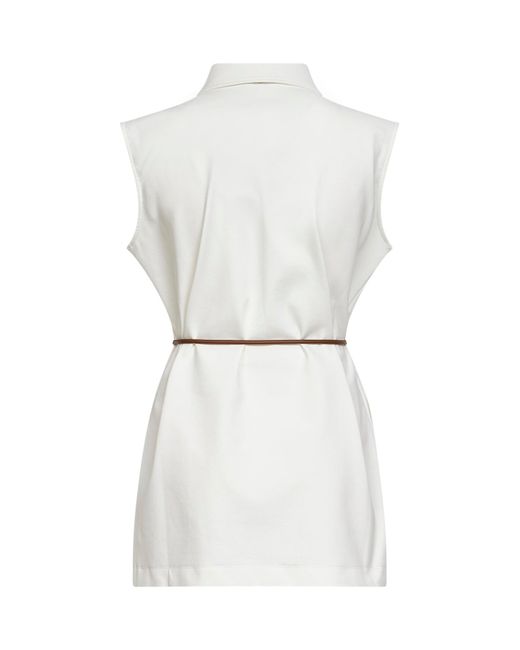 Herno White Natural Rome Stitch Cotton Blend Jersey Belted Vest