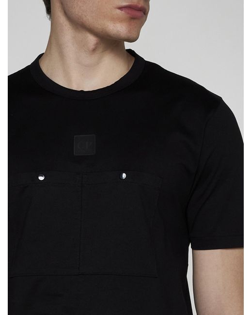 C P Company Black Logo And Pockets Cotton T-Shirt for men