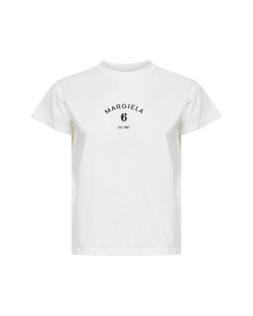 MM6 by Maison Margiela White Jersey -Printed T-Shirt