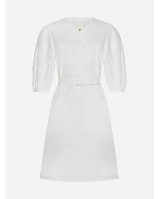 Chloé White Belted Cotton Dress