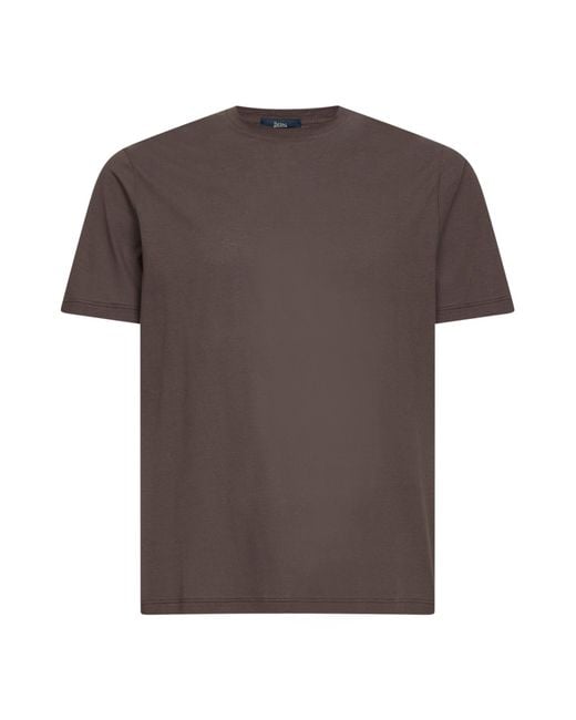 Herno Brown Lightweight Crepe Voile Jersey T-Shirt for men