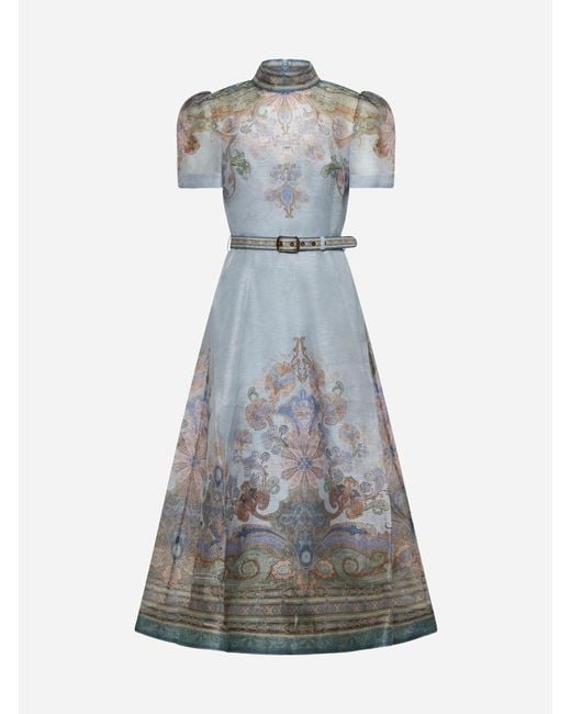 zimmermann grey dress Zimmermann Blue Steel Pleated Draped Mini Dress main image 1