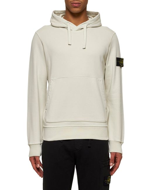 Felpa Con Cappuccio di Stone Island in White da Uomo
