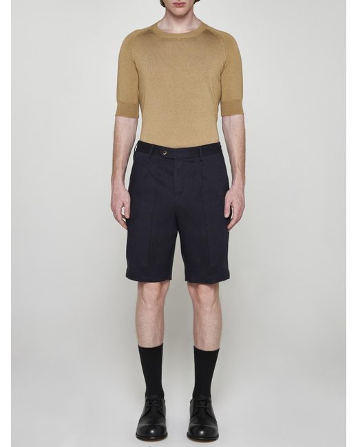 PT Torino Blue Linen Shorts for men