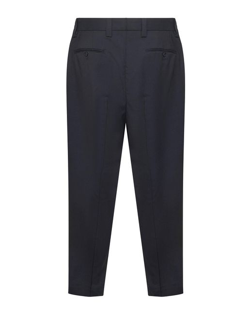 D 40 Blue Wool Blend Twill Portofino Trousers for men