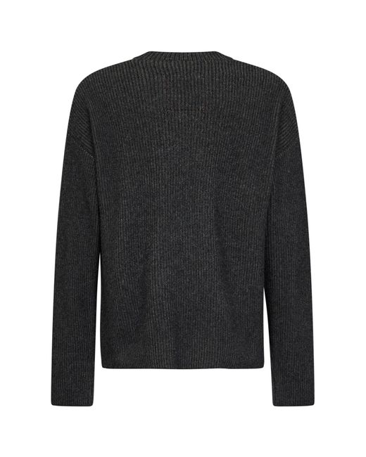 Uma Wang Black And Ribbed Cashmere Knit Crewneck Sweater for men