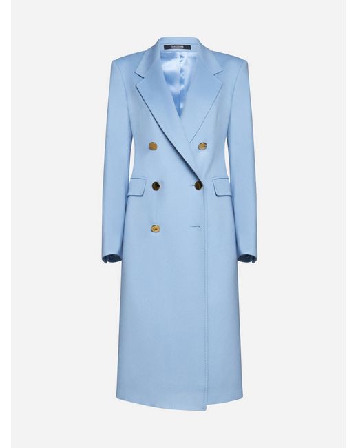 Tagliatore Blue Wool And Cashmere Double-breasted Coat