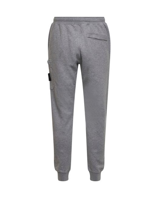 Stone Island Gray Dust Melange Organic Mélange Cotton Fleece Joggers for men