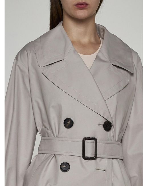 Max Mara The Cube Gray Cotton-blend Double-breasted Short Trench Coat