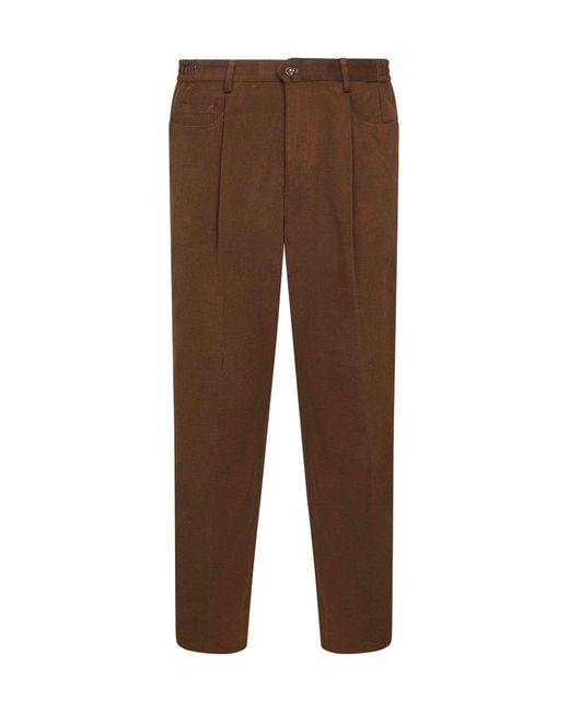 D 40 Brown Stretch Moleskin Bricklane Trousers for men