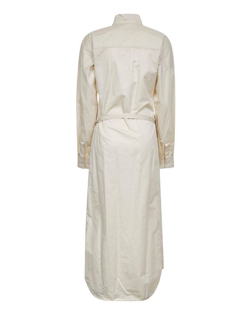 Lemaire White Ivory Cotton Satin Long Shirt Dress