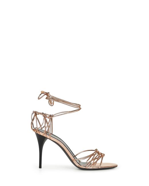 Saint Laurent White Nude Metallic Nappa Leather Babylone Sandals