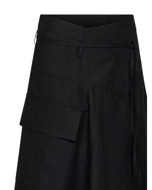 Bottega Veneta Black Long Asymmetric Cotton Skirt
